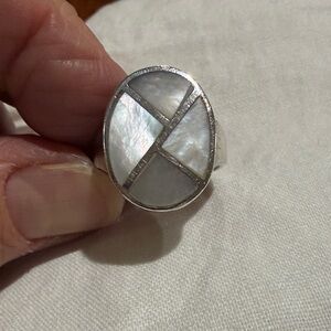 Vintage Sterling Silver And Mother Of Pearl Ring, size 8.5